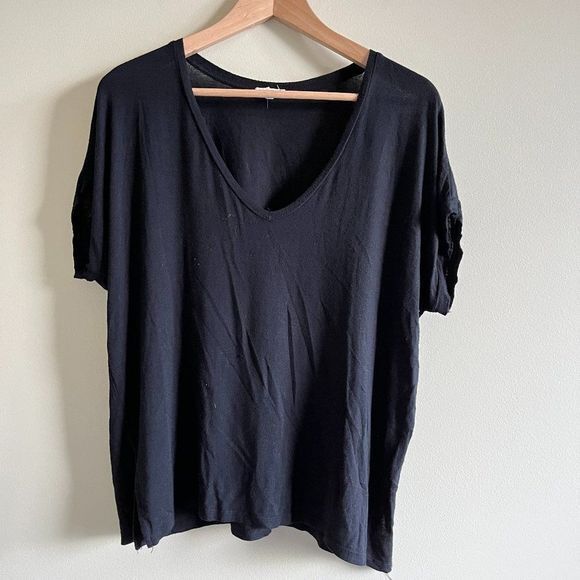 ZARA TRF V NECK RAYON SHORT SLEEEVE WOMENS SIZE S TOP‎ OVERSIZED TEE SHIRT - Picture 1 of 3
